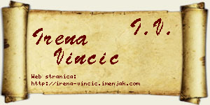 Irena Vinčić vizit kartica